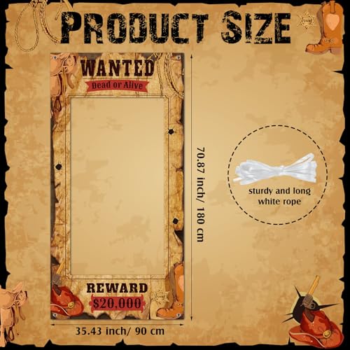 Western Wanted Poster Photo Booth Prop - Large Fabric Banner for Cowboy Party
