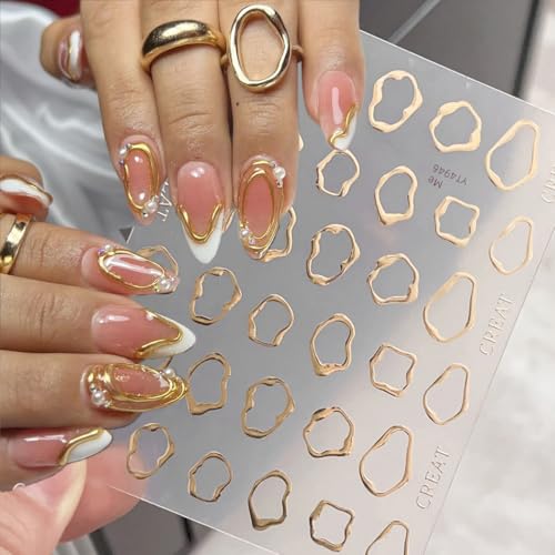 5D Metallic Nail Art Stickers - 4 Sheets Geometric Designs