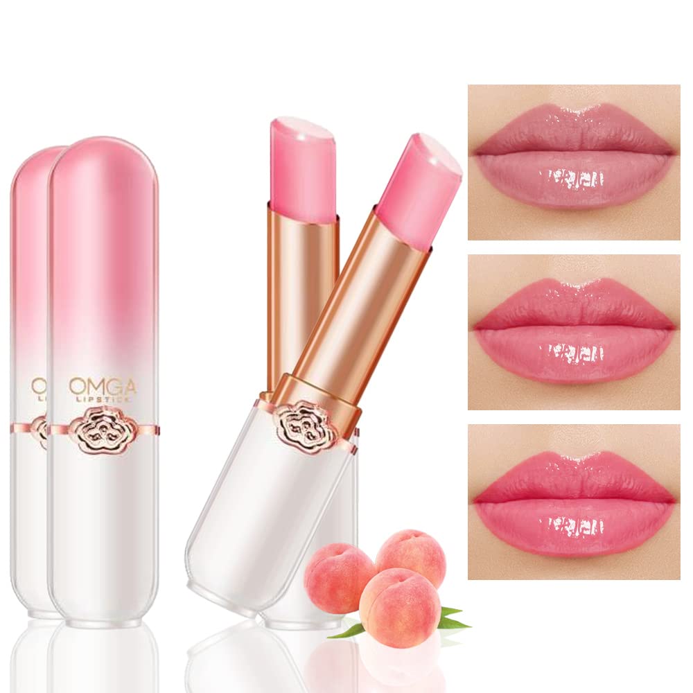 BINGBRUSH Peach Color Changing Lipstick Set - Long Lasting PH Mood Tinted Lip Balm & Gloss for Women | 2 Pcs