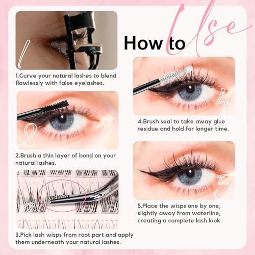 LA MAESII 120Pcs Clear Band Lash Clusters CB133 - Natural Wispy Look
