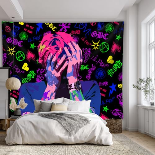 Lil Peep Tapestry Blacklight Poster - 40x30 Inch Hip Hop Decor