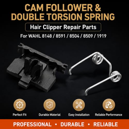 BestRec WAHL Hair Clippers Cam Follower & Double Torsion Spring - Black (Compatibility: 8148, 8504, 8591, 8509, 1919)