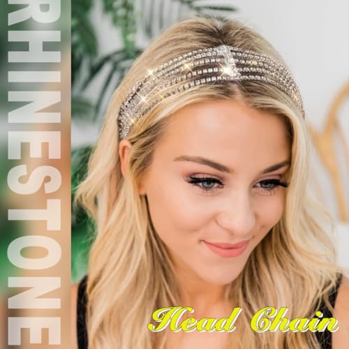 JEAIRTS Rhinestone Head Chain Crystal Forehead Bridal Prom Hair