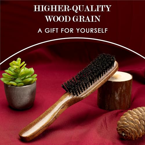 STYLEMATE Sapele Wood Boar Bristle Hair Brush for Fine & Thin Hair - 1 Count