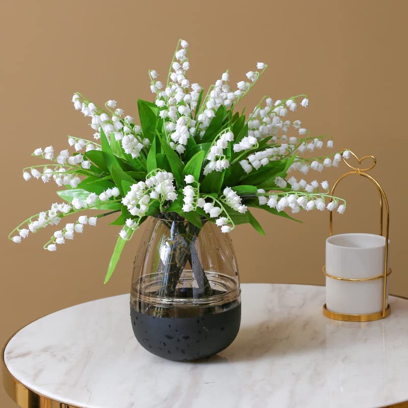 JOSON 12 Artificial White Lilies of the Valley Bouquet for Weddings
