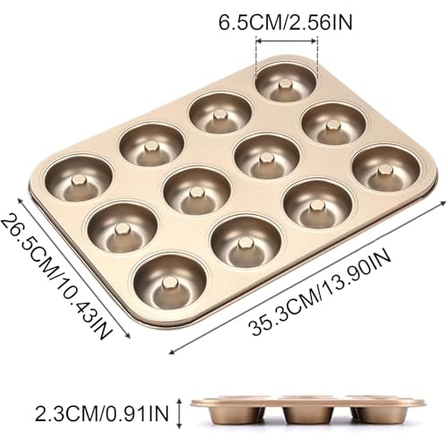 Nonstick 12-Cavity Donut Baking Pan - Carbon Steel Doughnut Molds