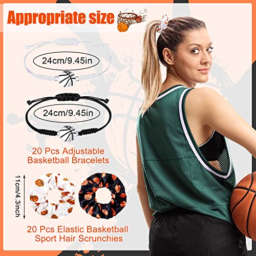 Hoteam Basketball Scrunchies & Bracelets Set - 40 Pcs for Girls