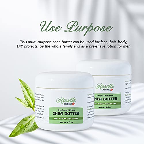 Nilotica Shea Butter 4 oz - Organic Unrefined Creamy Moisturizer for Skin, Face, Hair