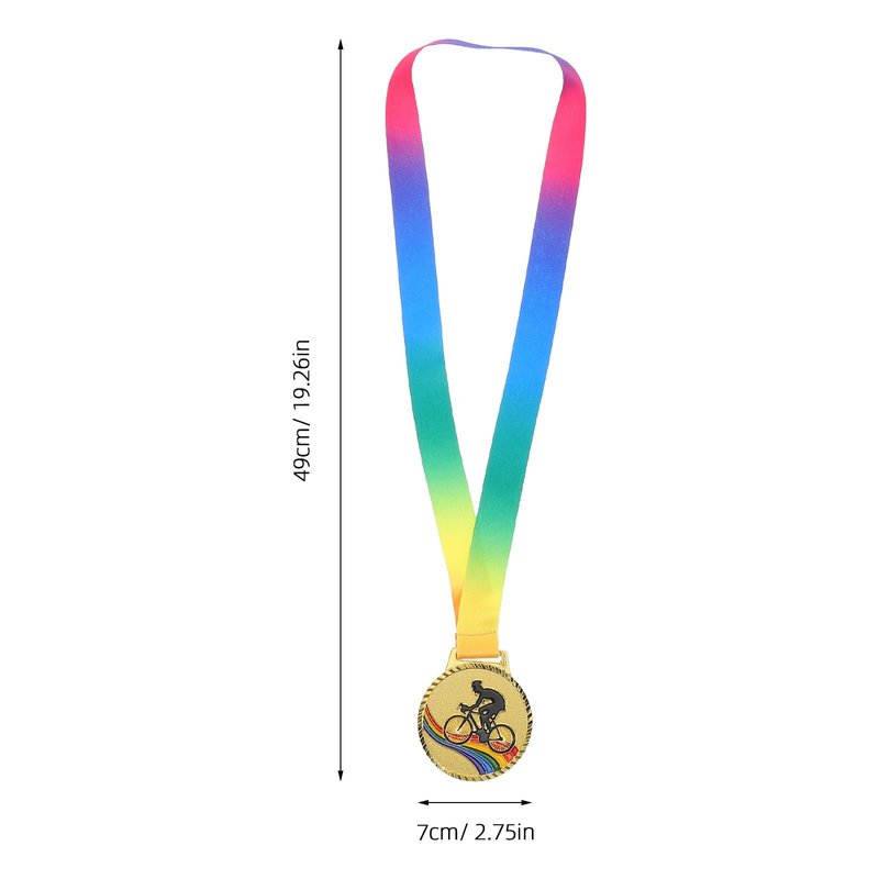 POPETPOP Cycling Medals for Awards: Gold Biking Medals with Neck Ribbons for Bike Racing, Sports, Party, Tournaments, Prizes, Competitions, 2.75 Inches