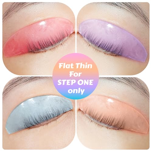Multicolor Flat Lash Lift Shields - 4 Pcs Glueless Self-Adhesive
