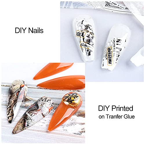 Vintage Newspaper Nail Art Foil Stickers - Holographic 10PCS