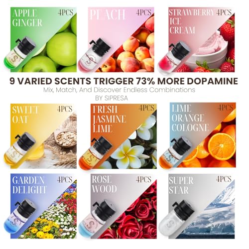 SIPRESA Hair Perfume Oil Set - 36 Mini Bottles, 9 Scents for Nourished, Frizz-Free Hair