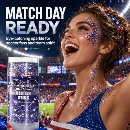 Red, White & Blue Body Glitter Stick for 4th of July Makeup