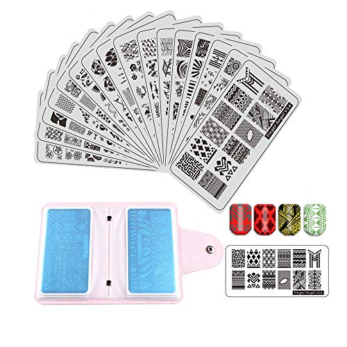FingerAngel 21-Piece Nail Stamping Kit with 16 Stainless Steel Plates