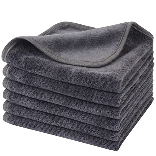 KinHwa Reusable Microfiber Face Towels 6 Pack Gray - Makeup Remover Cloths