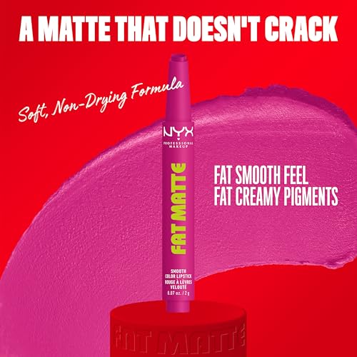 NYX Fat Matte Lipstick - Fluffy Fuchsia, Vegan & Long Lasting