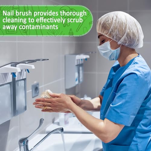 KONEX Non-Slip Wooden Nail Brush - Pack of 2 for Hand Scrubbing