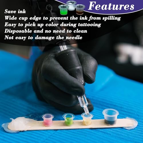 RAQEHO Mix Size Plastic Tattoo Ink Caps - Small & Medium, 200 Pack