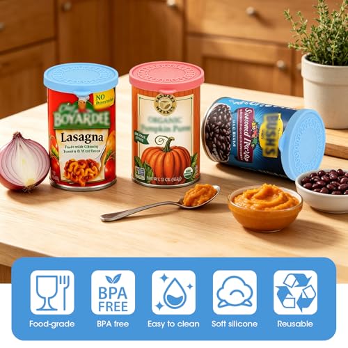 Silicone Can Lids - 4 Pack Reusable 3 Inch Covers for Canned Food