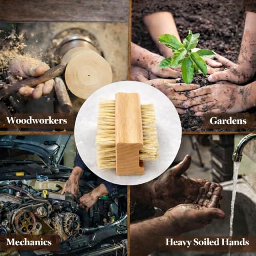 4 Pcs Wooden Nail Brush Set - Two-Sided Cleaning Brushes for Nails