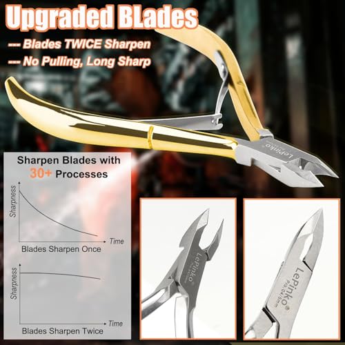 LePinko 4-Pack Cuticle Trimmer Kit, 5mm Jaw Professional Nail Nipper - Gold