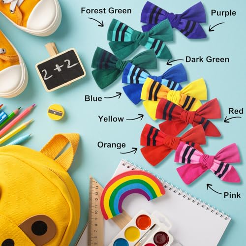8 Pcs Crayon Pencil Hair Bow Clips - Colorful Back to School Hair Accessories