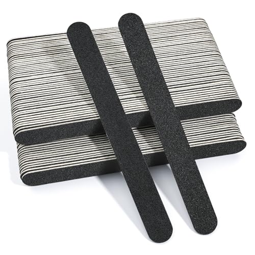 Canvalite Nail Files 100/180 Grit Emery Boards - 100PCS, Black, for Natural Nails & Manicure