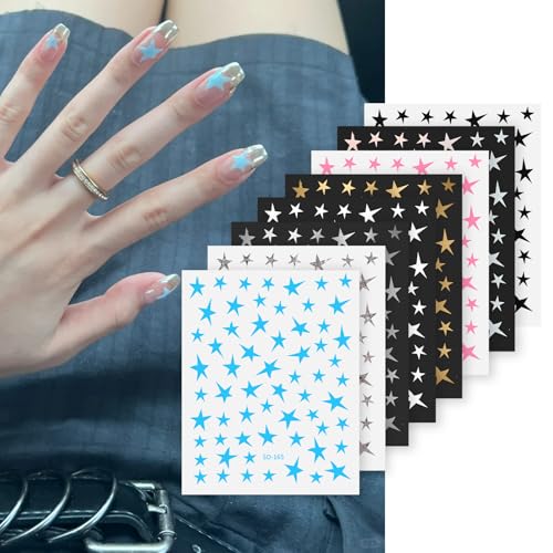 8 Sheets Self-Adhesive Star Nail Art Stickers for Manicure