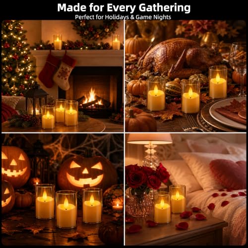 Rechargeable Flameless Tea Lights with Remote & Timer - Set of 6 Amber