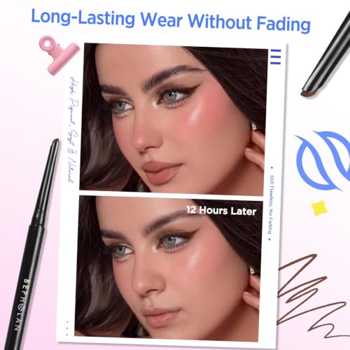 BEPHOLAN Waterproof Brown D-Tip Gel Eyeliner Pencil for Waterline & Precise Makeup