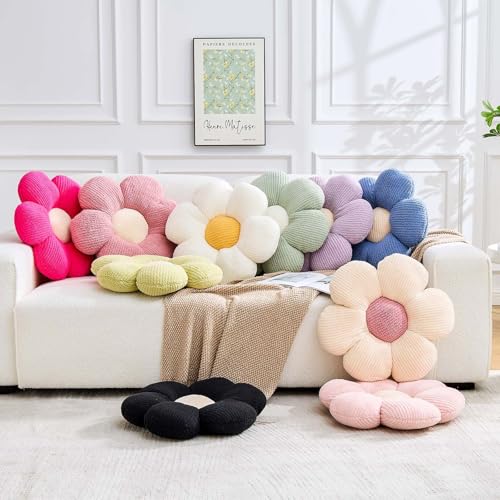 Sage Green Flower Pillow - 14.9" Daisy Plush Decorative Cushion