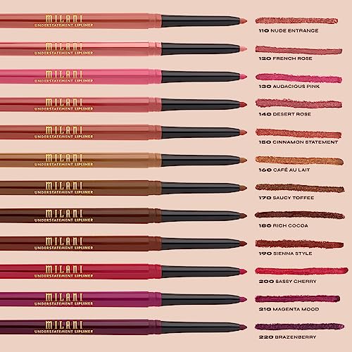 Milani Understatement Lipliner Pencil - Highly Pigmented Retractable Soft Lip Liner Pencil, Easy to Use Lip Makeup - Rich Cocoa