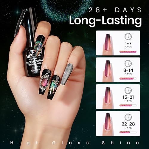 MIZHSE 8-Piece Cat Eye Gel Nail Polish Set with Magnetic Stick