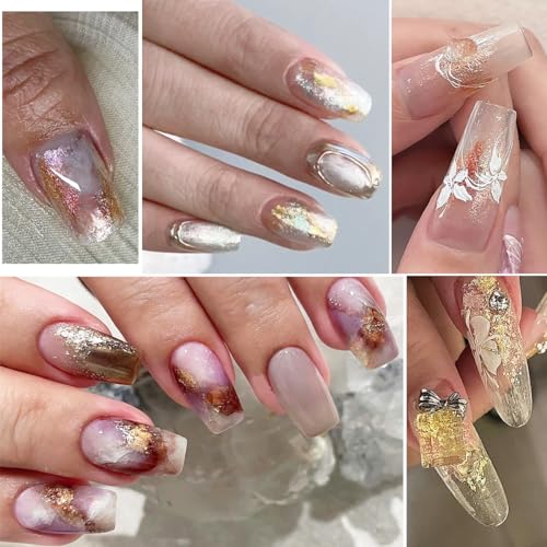 Fcozpjk Metallic Nail Art Glitter Set with Gold Chrome Flakes – 6 Colors, Mud Texture, Gold Leaf & Chameleon Chrome for Nails