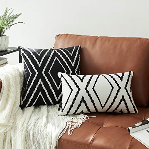 Set of 2 Black 16x16 Boho Aztec Pillow Covers for Sofa
