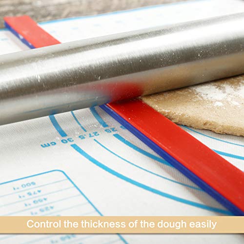 GWHOLE Silicone Rolling Pin Guides Set - 6 Pcs Non-Stick Dough Thickness Rulers for Baking