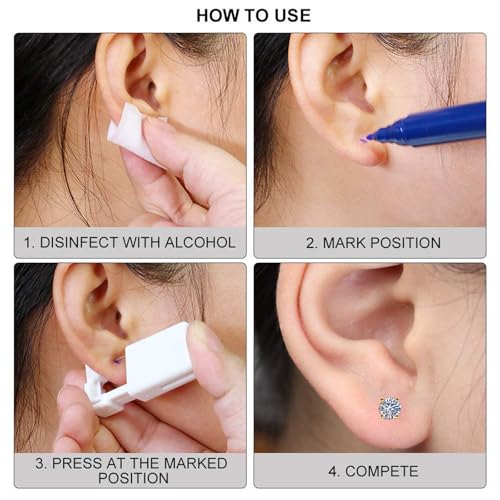 SLVIEKAE Disposable Ear Piercing Gun Kit with Multi-Sized Earring Studs