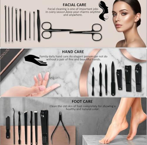MINKINH Brown 26-Piece Manicure & Pedicure Set with Travel Case