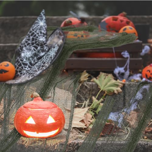 HunnmingRe Halloween Creepy Cloth - 4 Pcs Moss Green Gauze, 30x72 Inch