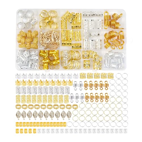 YANTAISIYU 170 Pcs Hair Jewelry for Braids - Gold & Silver Dreadlock Accessories