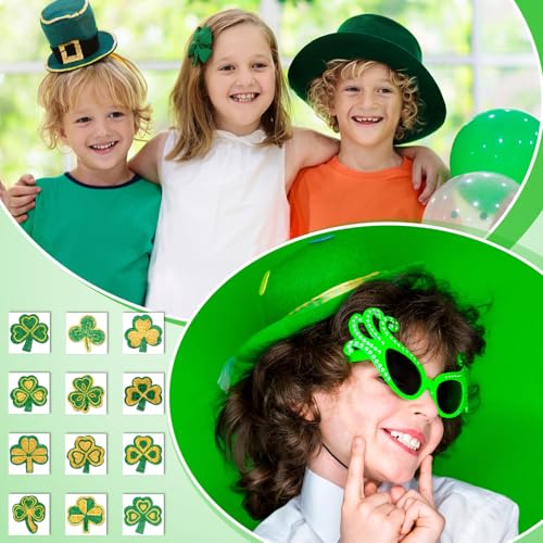 120 Pcs St. Patrick's Day Glitter Shamrock Face & Body Stickers Kids Party Decor