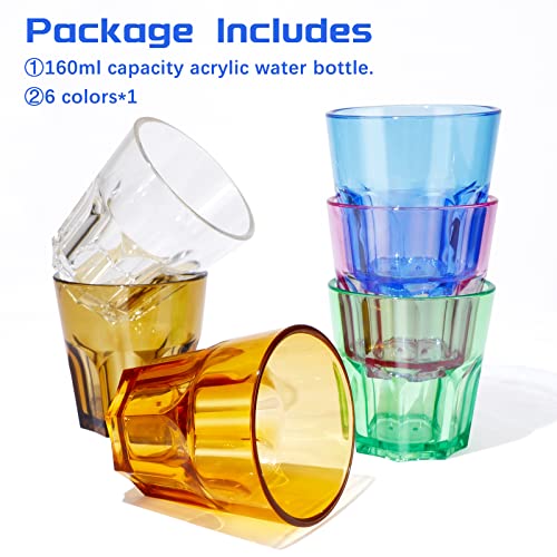 Unbreakable Acrylic Drinking Glasses Set of 6 - Colorful Tumblers for Kids & Parties