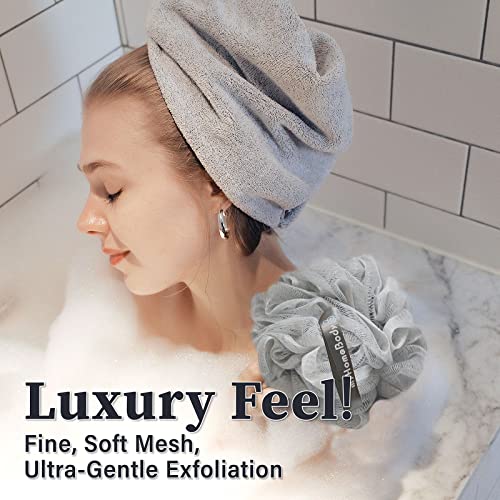 myHomeBody 60g Loofah Sponge 3-Pack - Fog Gray & Midnight Blue Exfoliating Bath Sponges