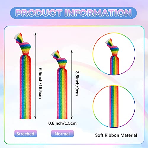 Rainbow Pride Hair Ties 24-Pack | Elastic Ponytail Holders for Women & LGBTQ Support