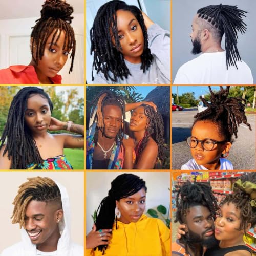 LIKIMIYA 12 Inch Human Hair Dreadlock Extensions 0.6cm Width 10 Strands Natural Black
