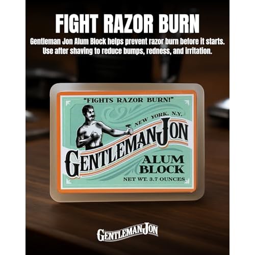 Gentleman Jon 3.7 Ounce Alum Block in Plastic Case - Upgrade Your Shave - Soothing Aftershave Solution for Shaving Razor Burn Relief - Travel Friendly Durable Plastic Case Included, Aftershave for Men