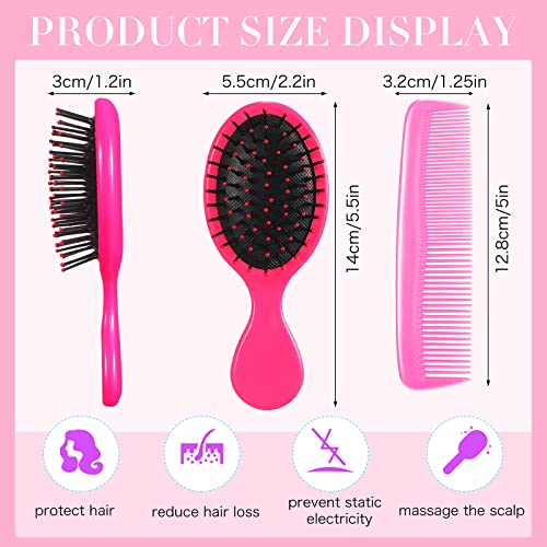 Nuogo 24-Piece Mini Detangling Hair Brush and Wide Tooth Comb Set - Travel Size