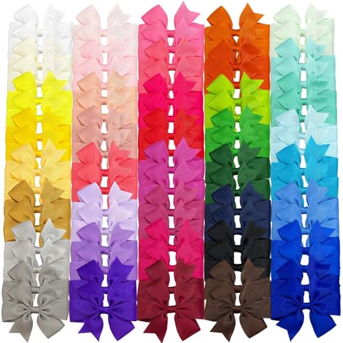 OAOLEER 3 Inch 80pcs Girls Hair Bows Grosgrain Ribbon Boutique Accessories
