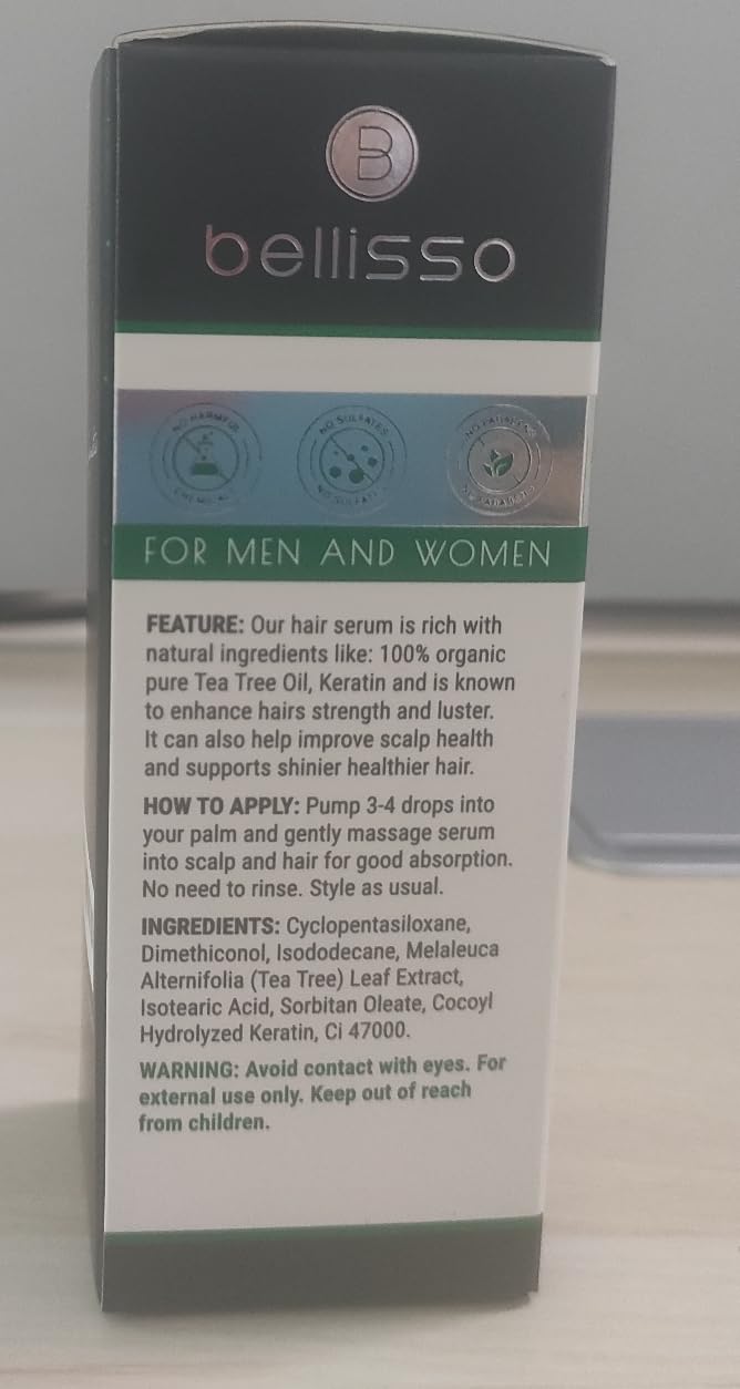 Tea Tree Oil Hair Serum - Moisturizing Treatment for Dandruff Relief & Dry Hair Repair | Anti-Frizz Keratin Formula