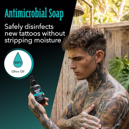 Tattoo Goo 3-Piece Tattoo Aftercare Kit: Antimicrobial Soap, Balm & Lotion